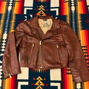 The Sway Crop Leather Moto Jacket • XS